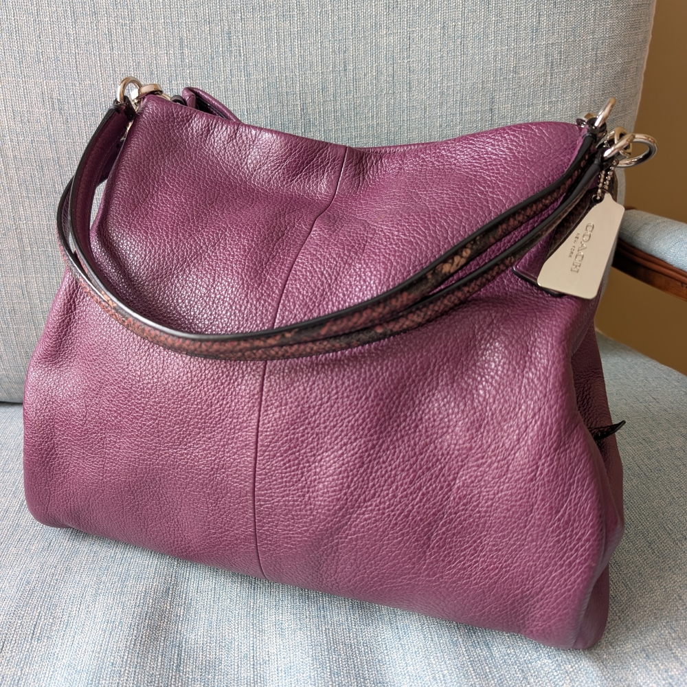 Coach Purple Leather Shoulder Bag